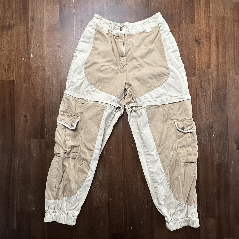 Forever 21 Pants Womens Large Tan Beige Convertible Zip Off Cargo Jogger